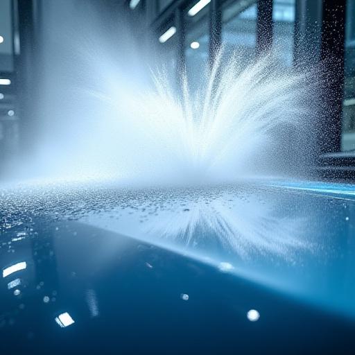 タッチレス洗車機から噴射される水